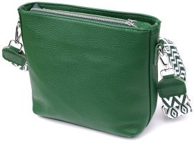 Повсякденна жіноча сумка з фактурної шкіри з текстильним плечовим ременем Vintage 98194 зеленого кольору