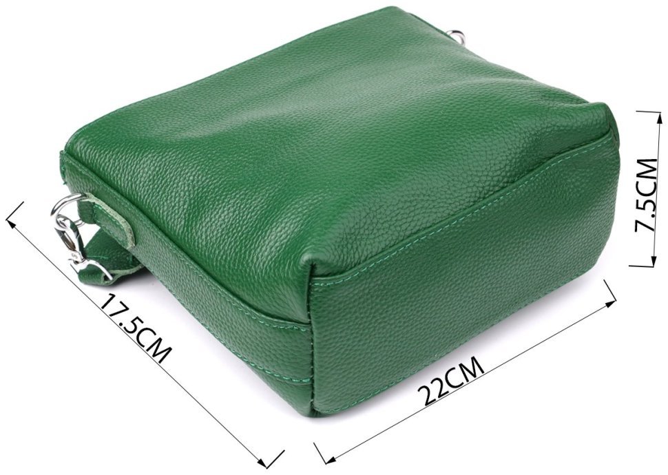 Повседневная женская сумка из фактурной кожи с текстильным плечевым ремнем Vintage 98194 зеленого цвета modnotak фото №3