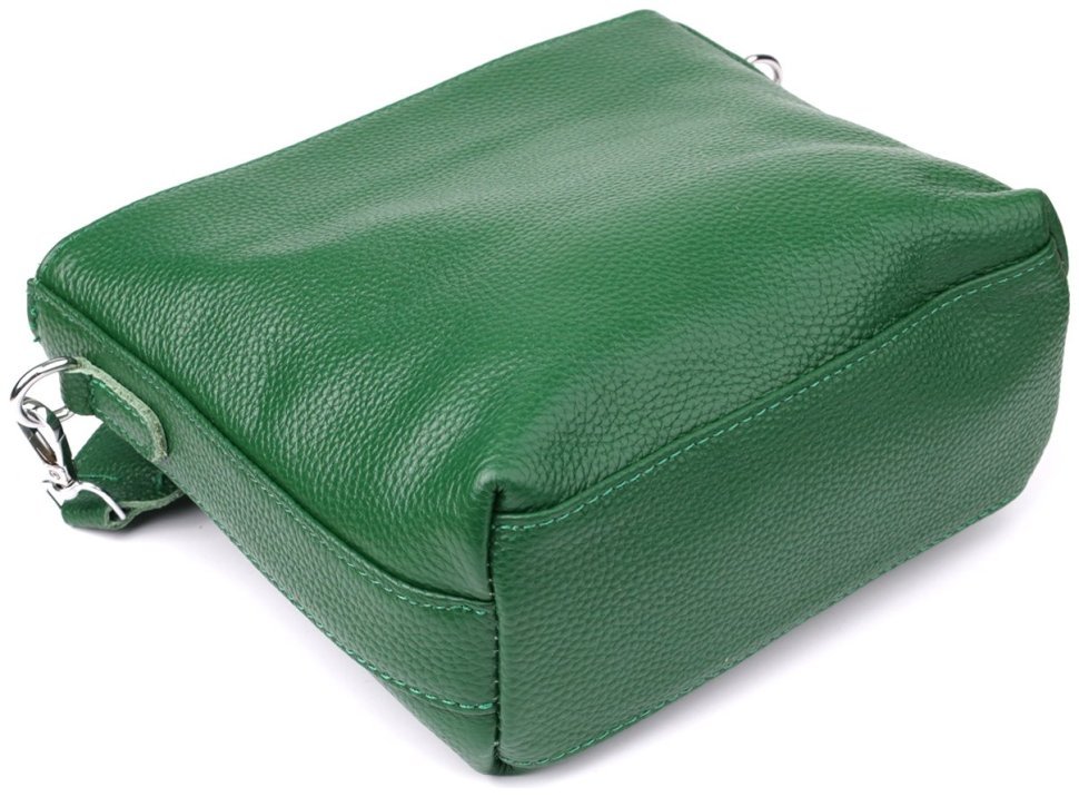 Повседневная женская сумка из фактурной кожи с текстильным плечевым ремнем Vintage 98194 зеленого цвета modnotak фото №6