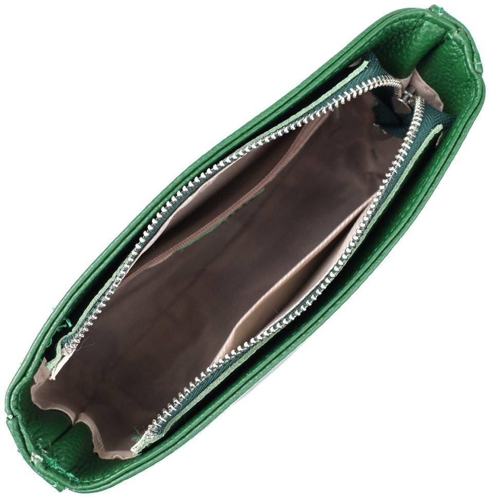 Повседневная женская сумка из фактурной кожи с текстильным плечевым ремнем Vintage 98194 зеленого цвета modnotak фото №7