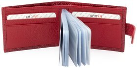 Кожаная горизонтальная визитница красного цвета под змею KARYA (408-019)