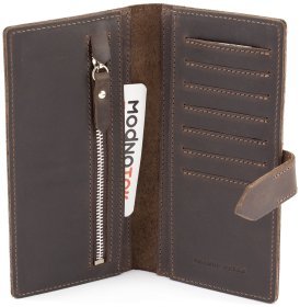 Темно-коричневий стильний гаманець ручної роботи Grande Pelle (13014)