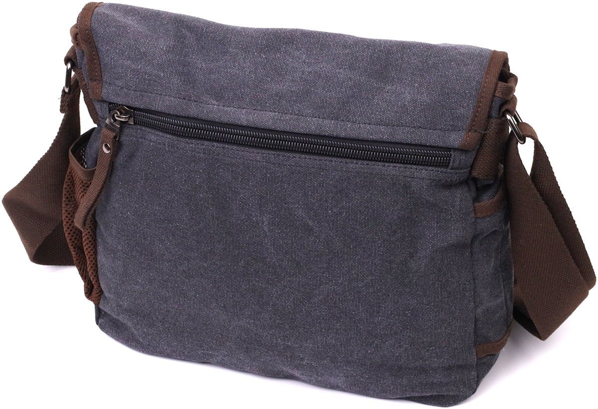 Черная мужская текстильная сумка для ноутбука 13 дюймов с одной лямкой .