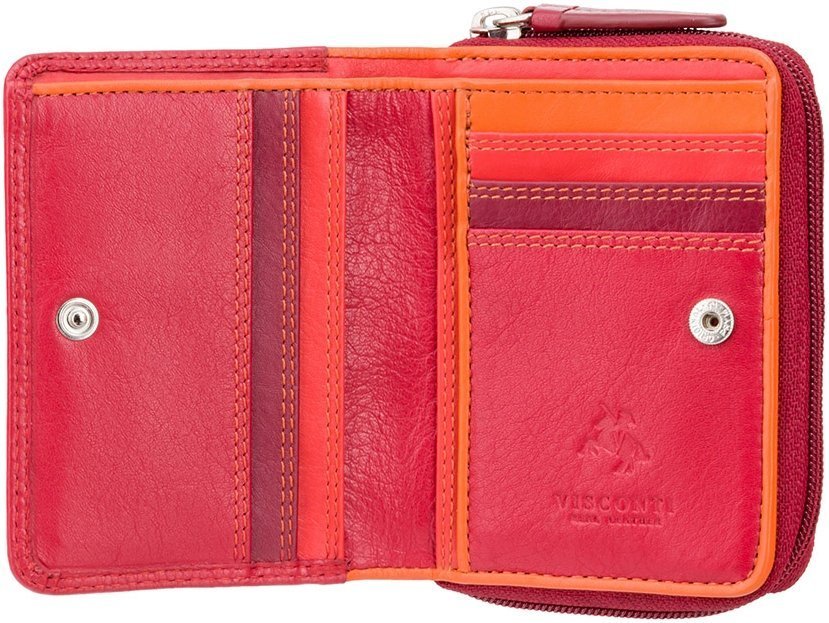 Маленький шкіряний гаманець червоно-бордового кольору з RFID - Visconti Hawaii 68794