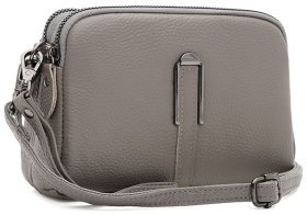Повседневная женская сумка из натуральной кожи серого цвета Borsa Leather 108894