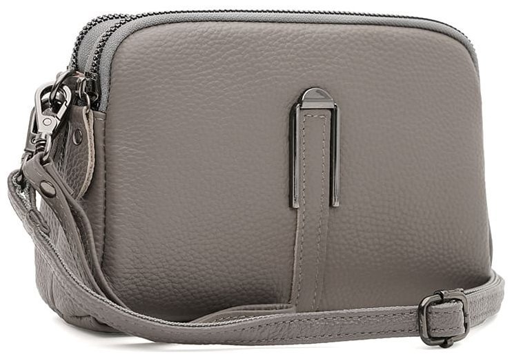 Повседневная женская сумка из натуральной кожи серого цвета Borsa Leather 108894 modnotak фото №1