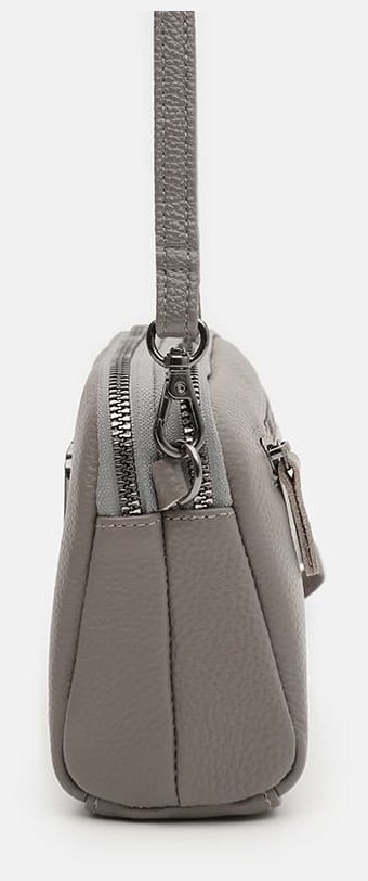 Повседневная женская сумка из натуральной кожи серого цвета Borsa Leather 108894 modnotak фото №4