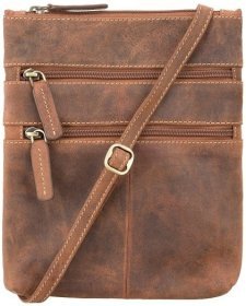 Вінтажна плечова сумка з натуральної шкіри світло-коричневого кольору Visconti Slim Bag 68894