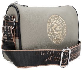 Женская сумка кросс боди из фактурной кожи серого цвета Borsa Leather 108994