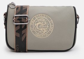 Женская сумка кросс боди из фактурной кожи серого цвета Borsa Leather 108994