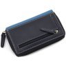 Вертикальний жіночий гаманець із натуральної шкіри синього кольору на блискавці Visconti Aruba 69294 - 4