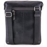 Черно-серая сумка из натуральной кожи с ремешком на плечо Tom Stone (10970) - 3