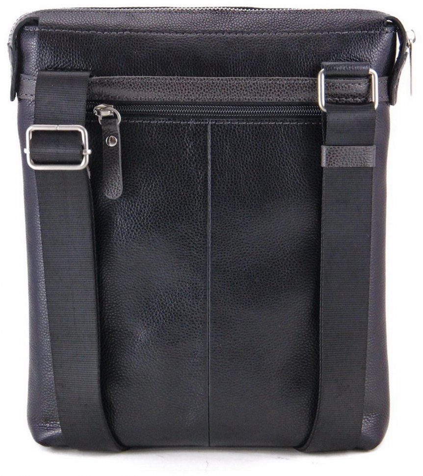 Чорно-сіра сумка з натуральної шкіри з ремінцем на плече Tom Stone (10970)
