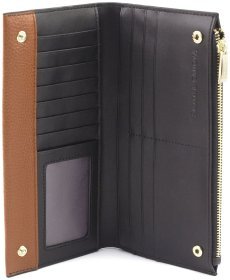 Длинный женский купюрник из фактурной кожи черного цвета на кнопках Smith&amp;Canova 69694