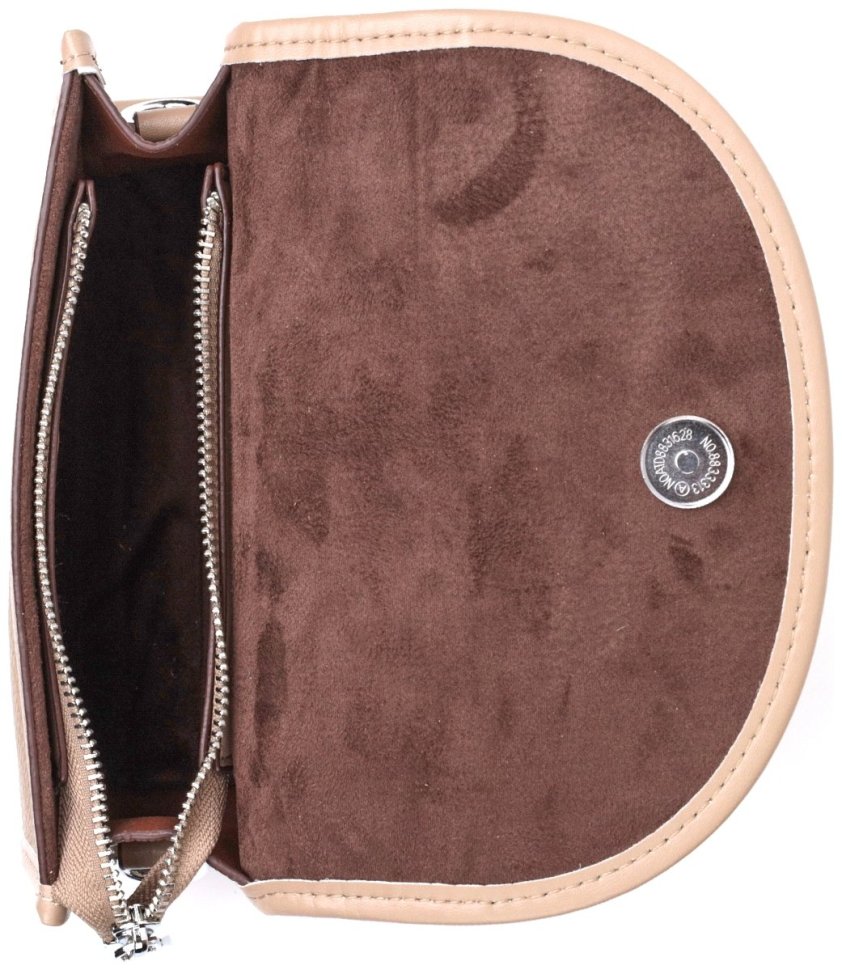 Маленька жіноча шкіряна сумка-кроссбоді бежевого кольору з клапаном Vintage 2422257