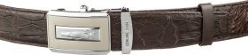 Темно-коричневый ремень из кожи крокодила с пряжкой автомат CROCODILE LEATHER (024-18606)