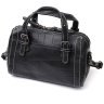 Компактна жіноча сумка з натуральної шкіри чорного кольору з білими рядками Vintage 2422358 - 2