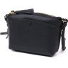 Невелика жіноча сумка на плече із фактурної шкіри чорного кольору Vintage (20488) - 1