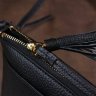 Невелика жіноча сумка на плече із фактурної шкіри чорного кольору Vintage (20488) - 9