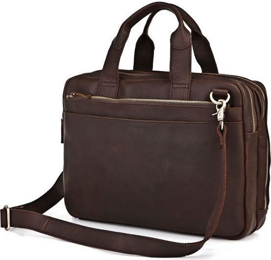 Вместительная мужская деловая сумка коричневого цвета VINTAGE STYLE (14136)