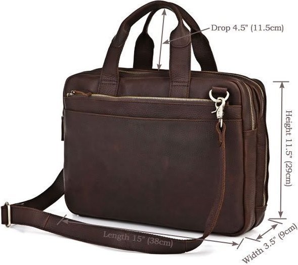 Вместительная мужская деловая сумка коричневого цвета VINTAGE STYLE (14136)