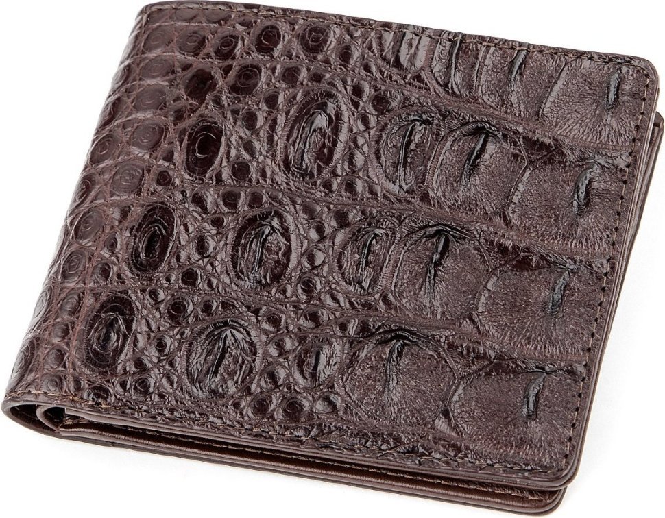 Бумажник мужской CROCODILE LEATHER 18289 из натуральной кожи крокодила Коричневый, Коричневый