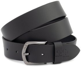 Ремень мужской кожаный батал длиной до 145 см Grande Pelle 41104 (черный)