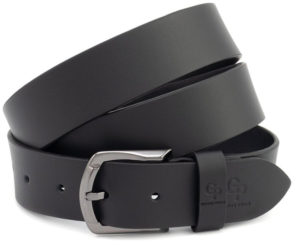 Ремень мужской кожаный батал длиной до 145 см Grande Pelle 41104 (черный) фото №1 Ремень мужской кожаный батал длиной до 145 см Grande Pelle 41104 (черный) modnotak фото №1