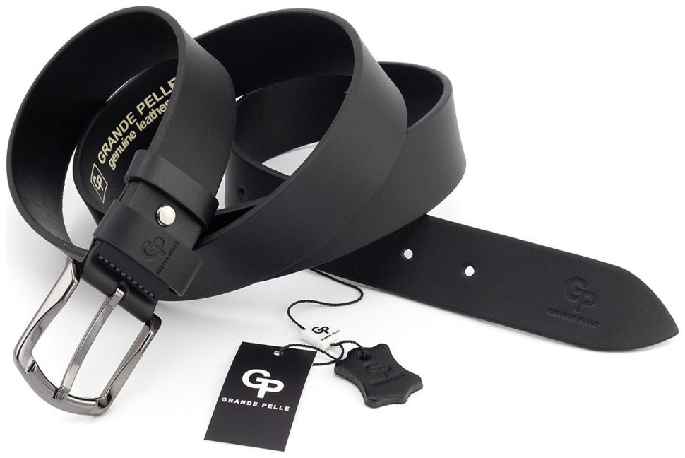 Ремень мужской кожаный батал длиной до 145 см Grande Pelle 41104 (черный) фото №3 Ремень мужской кожаный батал длиной до 145 см Grande Pelle 41104 (черный) modnotak фото №3