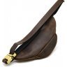 Темно-коричневая средняя сумка-бананка из натуральной кожи на молниевой застежке TARWA (19771) - 3