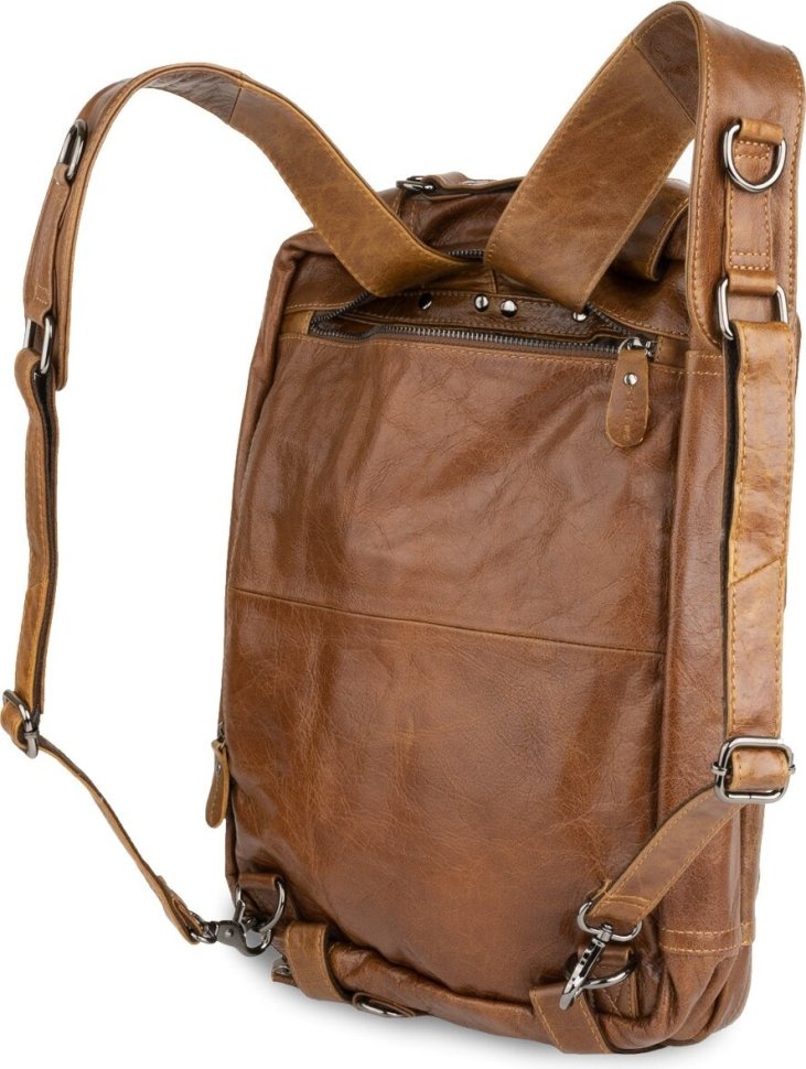 Шкіряна чоловіча сумка - рюкзак трансформер на два відділення VINTAGE STYLE (14781)