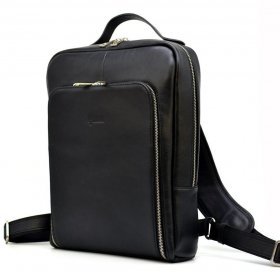 Чорний шкіряний рюкзак для ноутбука до 14 дюймів TARWA (19656)