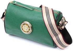 Женская зеленая сумка из натуральной кожи с оригинальным украшением Vintage 2422261