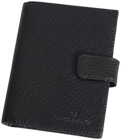 Мужской кошелек из зернистой кожи на кнопке Vip Collection 102595 (черный)