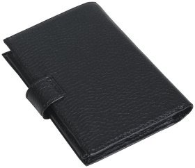 Мужской кошелек из зернистой кожи на кнопке Vip Collection 102595 (черный)