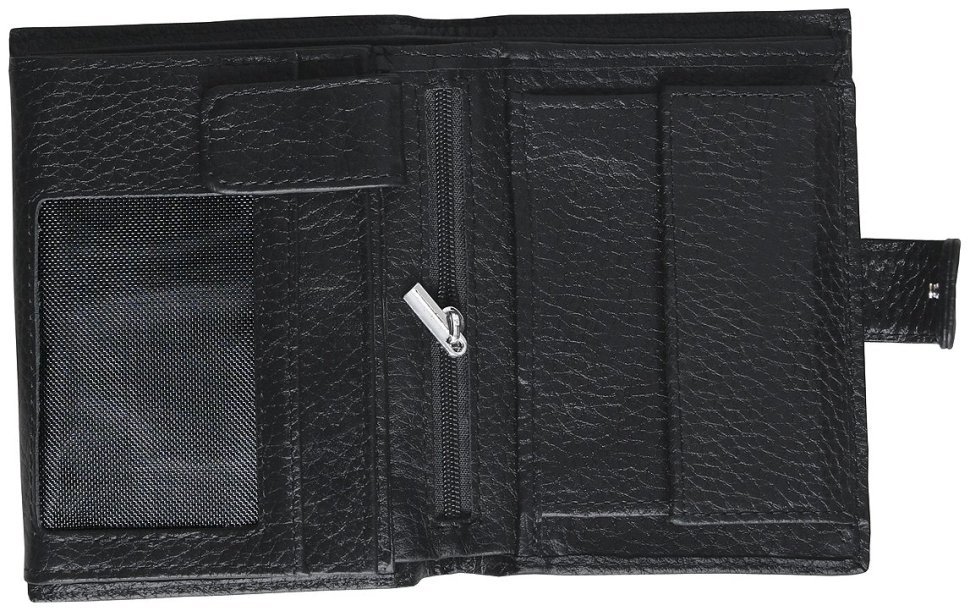 Мужской кошелек из зернистой кожи на кнопке Vip Collection 102595 (черный) фото №3 Мужской кошелек из зернистой кожи на кнопке Vip Collection 102595 (черный) modnotak фото №3