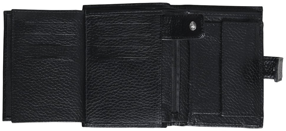 Мужской кошелек из зернистой кожи на кнопке Vip Collection 102595 (черный) фото №5 Мужской кошелек из зернистой кожи на кнопке Vip Collection 102595 (черный) modnotak фото №5