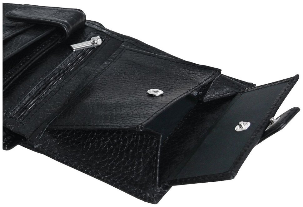 Мужской кошелек из зернистой кожи на кнопке Vip Collection 102595 (черный) фото №7 Мужской кошелек из зернистой кожи на кнопке Vip Collection 102595 (черный) modnotak фото №7