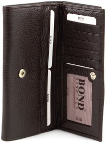 Місткий шкіряний гаманець коричневого кольору Bond Non (10523)