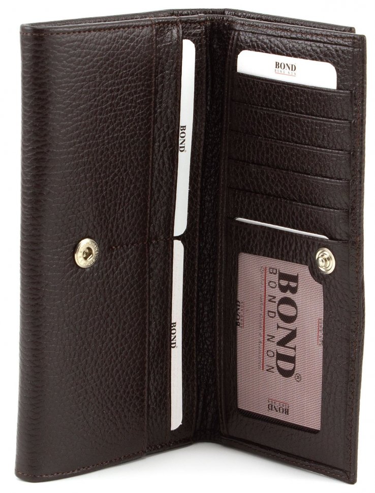 Вместительный кожаный кошелек коричневого цвета Bond Non (10523)