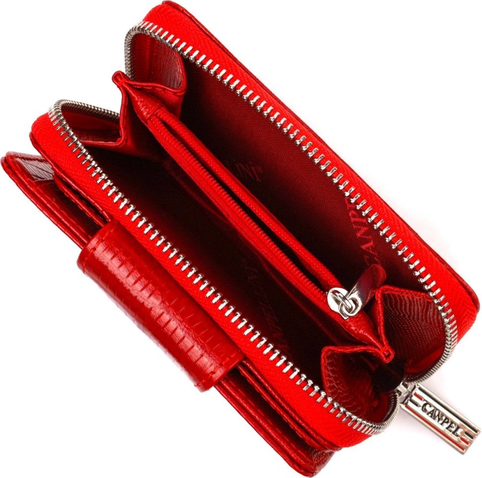 Женский кошелек красного цвета из натуральной кожи с тиснением с монетницей CANPELLINI (2421731)