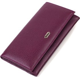 Фіолетовий жіночий гаманець із натуральної фактурної шкіри із клапаном CANPELLINI (2421831)