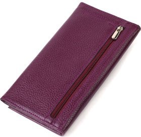 Фіолетовий жіночий гаманець із натуральної фактурної шкіри із клапаном CANPELLINI (2421831)