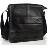 Мужская черная сумка через плечо из мягкой кожи Tiding Bag (15837) - 11