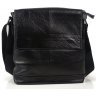 Мужская черная сумка через плечо из мягкой кожи Tiding Bag (15837) - 12