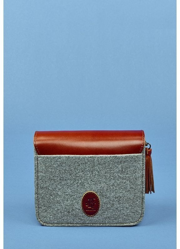 Фетровая женская бохо-сумка c коричневыми вставками BlankNote Лилу (12676)