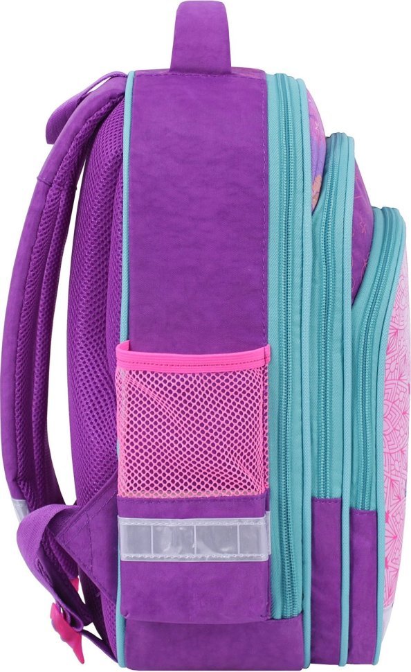 Фиолетовый рюкзак для школы из текстиля с единорогами Bagland (53695)