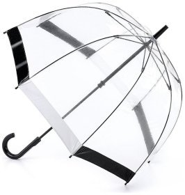 Зонт-трость женский Fulton Birdcage-1 L041 Black White (Механика, трость, прозрачный с черно-белыми вставками) 93795