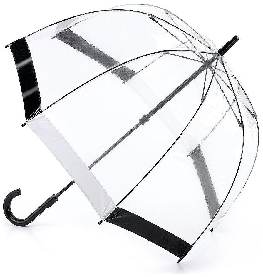 Зонт-трость женский Fulton Birdcage-1 L041 Black White (Механика, трость, прозрачный с черно-белыми вставками) 93795 modnotak фото №1