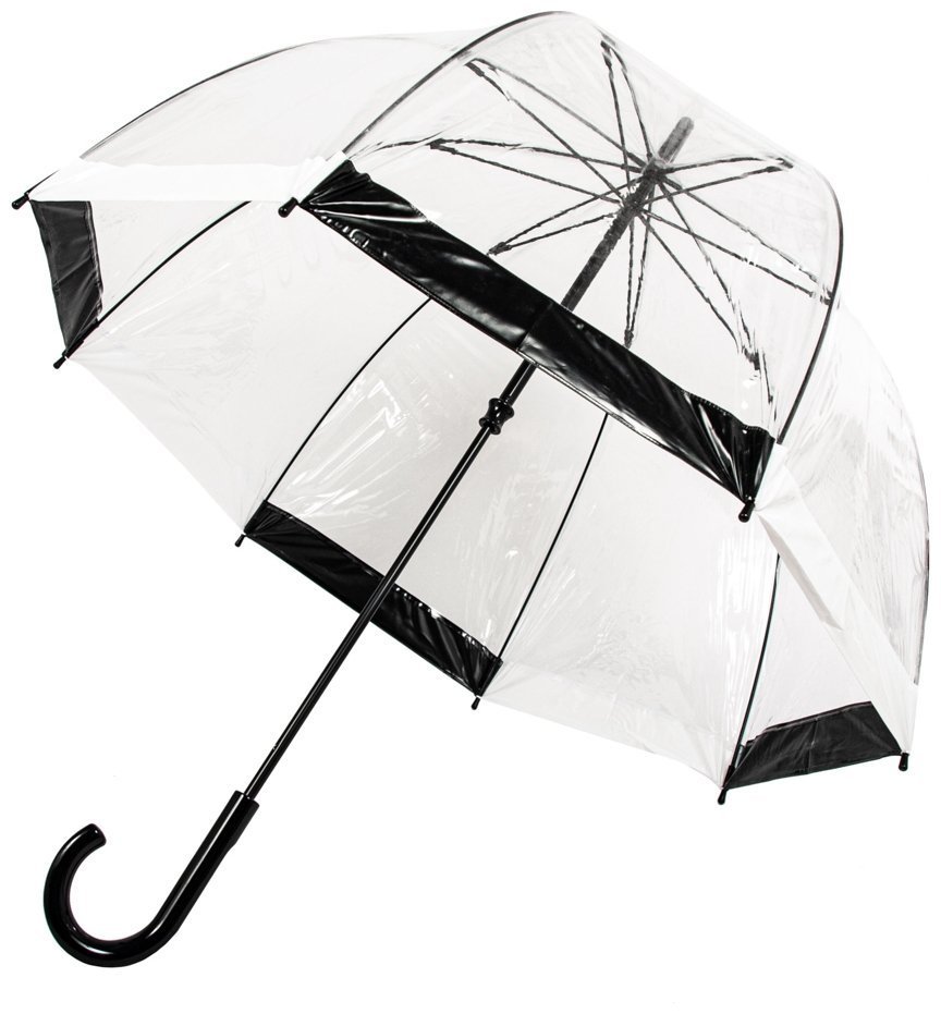 Зонт-трость женский Fulton Birdcage-1 L041 Black White (Механика, трость, прозрачный с черно-белыми вставками) 93795 modnotak фото №5